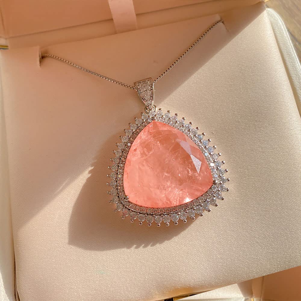 24 * 24mm Paraiba Tormalina Smeraldo Rosa Quarzo Gemma Pendente Collana Gioielli Regalo per Le Donne