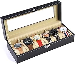 BESTOTTAM Watch Box for Men,6 Slot Watch Display Case Organizer Jewelry Storage Black