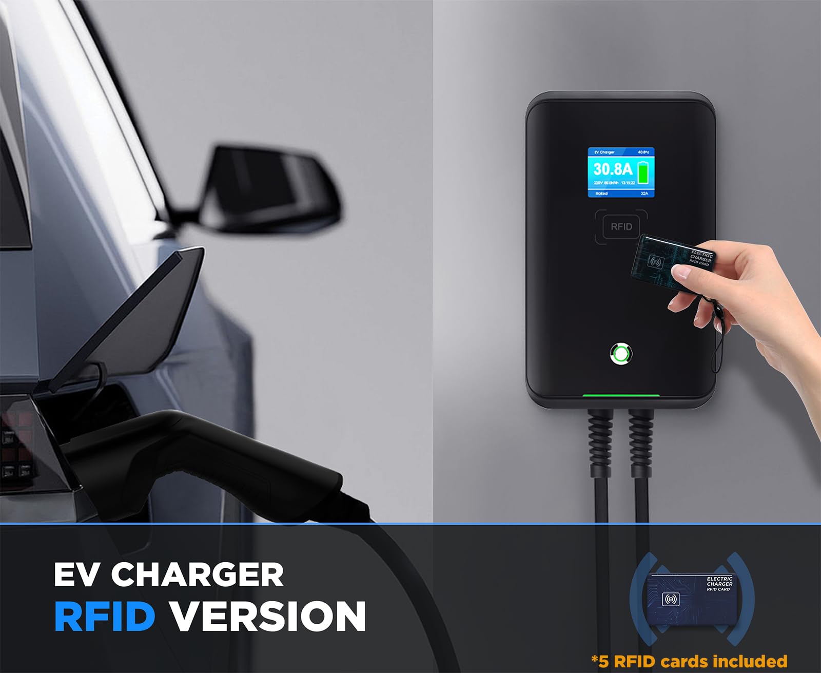 32A Wallbox EV 7kW monofase Stazione di Ricarica per Auto elettriche (7KW-Mode C-RFID)