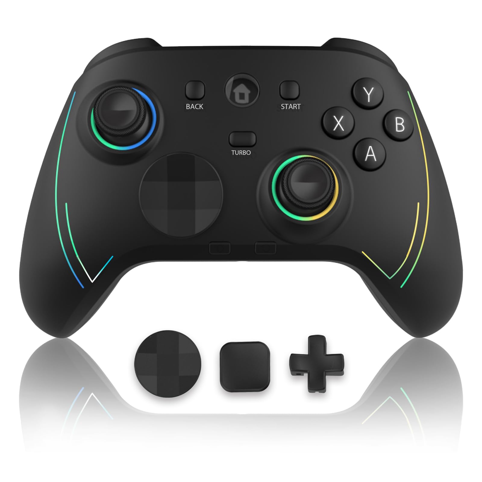 Photo 1 of **UNTESTED**
ROTOMOON HD151-S Wireless Game Controller with 7 Colors LED Lighting Compatible with Xbox One S/X, Xbox Series S/X, with 2.4G Wireless Adapter, 3.5mm Audio Jack Gaming Gamepad, Turbo/Programmable