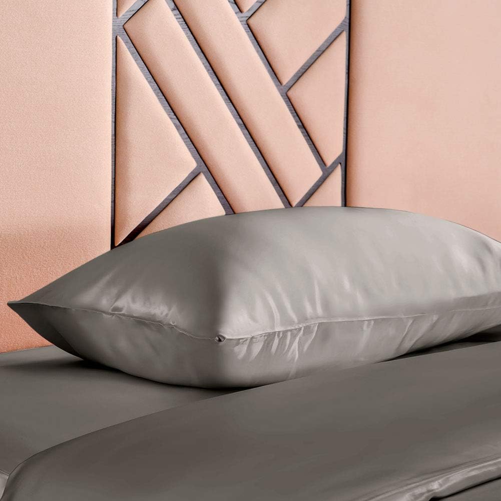 THXSILK 100% 19 Momme Mulberry Silk Pillowcase for Baby Boy Girl Crib Nursery Toddler Bed 13x18 inch, Charcoal