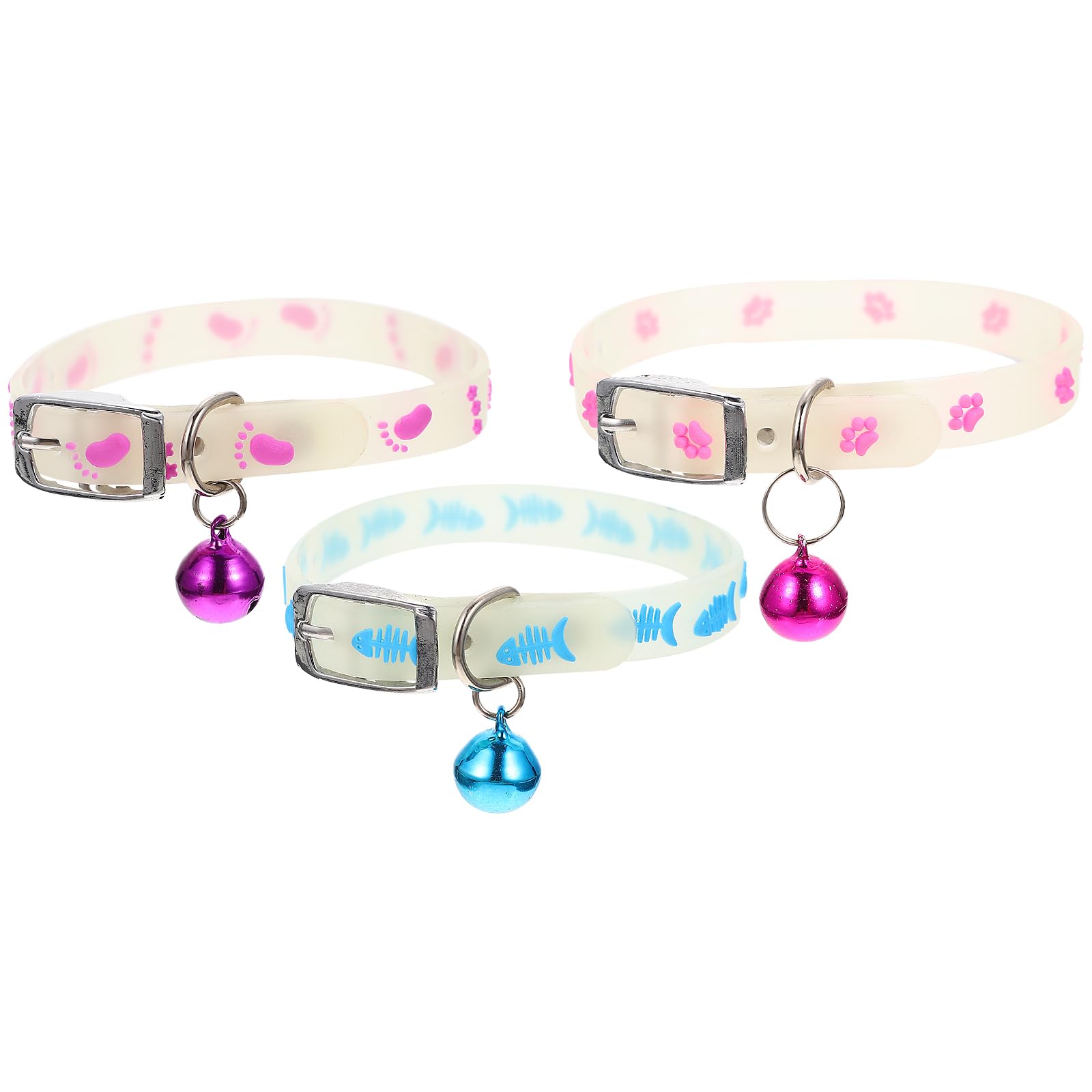 VANZACK Reflective Cat Collars,3Pcs Glow in the Dark Cat Collars with Bells, Anti-Lost at Night Pet Collars