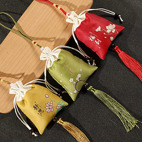 4 bolsas sachet bordadas para olor con cordón verde miniatura 2