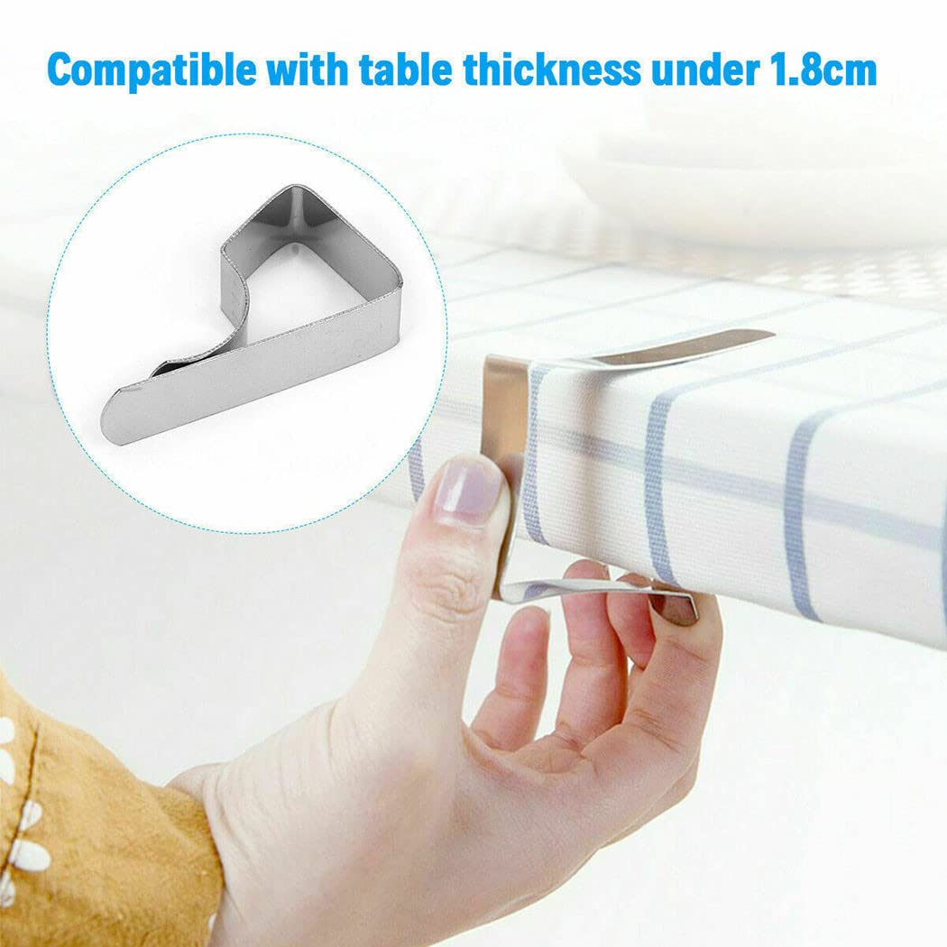8 Pinces Nappe Extérieur En Acier Inoxydable - Maintien Solide Pour Table Intérieur Et Extérieur (Max 3 Cm)