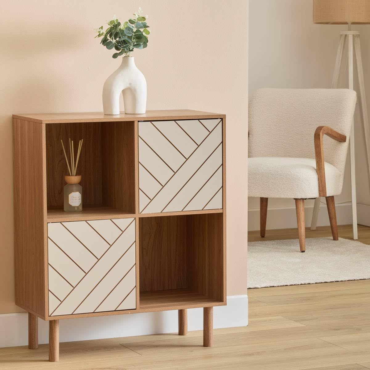 5 five simply smart 5five - etagère 4 Cases mix'n'Match Bois et Motif rayé