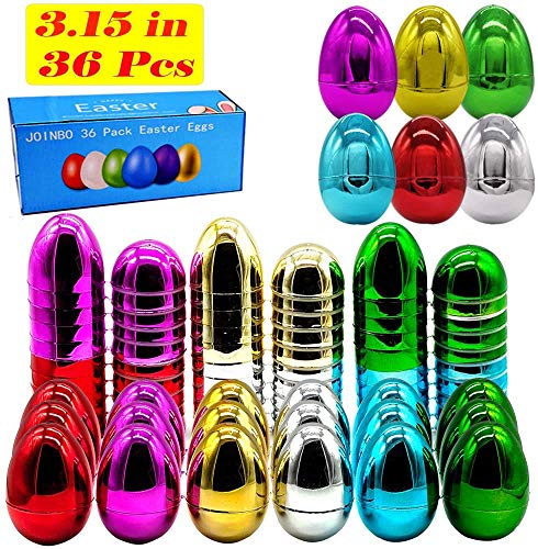 JOINBO 36PCS 3.15\" Large Shiny Golden Metallic Easter Egg for Filling Specific Gifts, Suitable for Easter Basket Filling, Easter Hunting, Classroom Prizes and Party Gifts