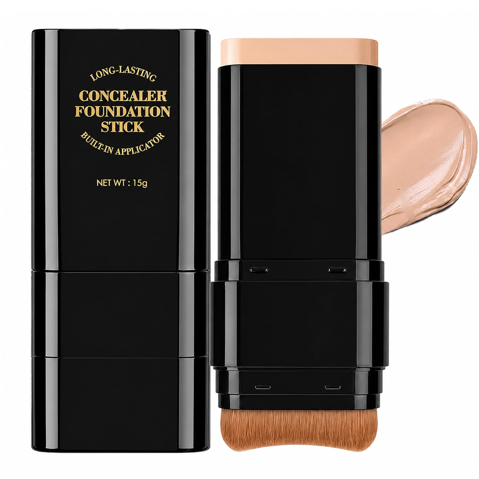 Foundation Stick,2 in 1 Dual-Ended Long-Lasting & Waterproof Concealer Korean Foundation Contour Sticks,Contouring Foundation with Brush,Full Coverage Matte Finish for Face Makeup(02NATURAL) 02 NATURAL