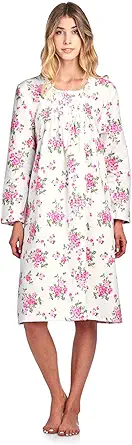 Casual Nights Women's Flannel Floral Long Sleeve Nightgown