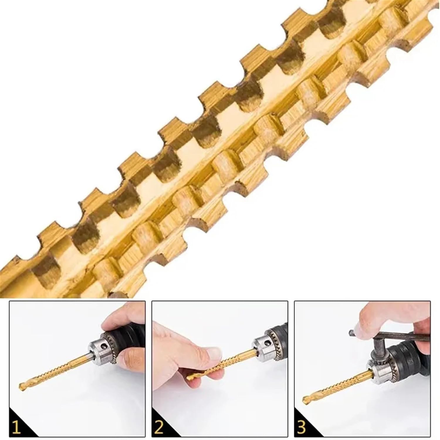 3/6Pcs HSS Hexagon Shank Twist Drill Bits Serrated Grooving Cutting Tap Spiral Wood Metal Plastic Hole Drill(3pcs 8mm)