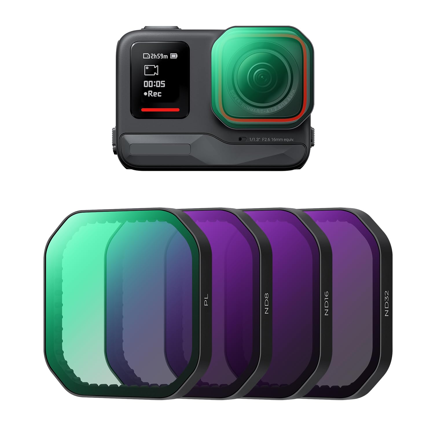 K&F Concept PL ND Filter Kit Compatible with Insta360 Ace Pro 2, 4 Pack PL ND8 ND16 ND32 Light Reduction Polarizing Filters, Top HD Optical Glass