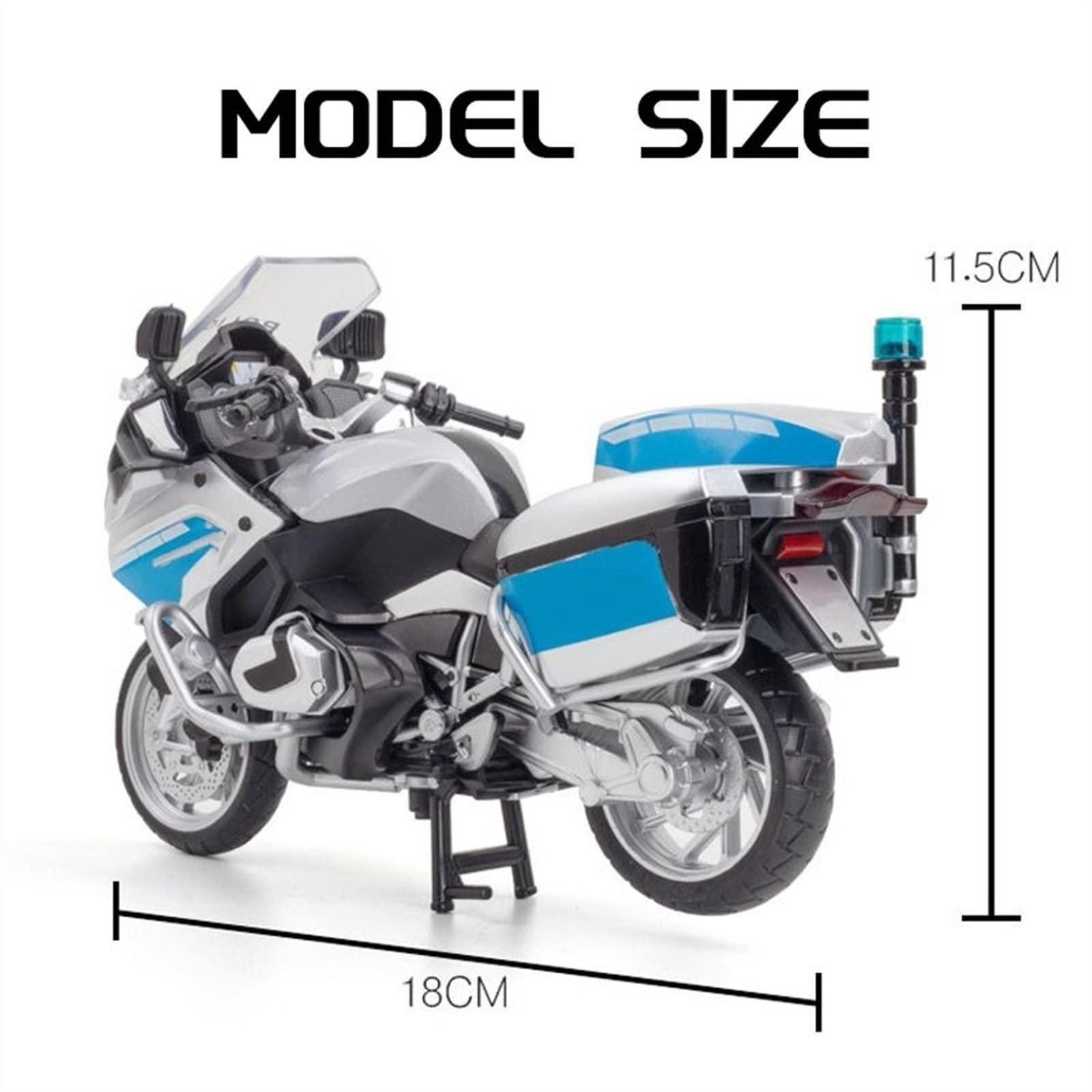 Moto de Juguete para BMW R1250 RT-P, Modelo De Motocicleta Aleación, Luz Y Efecto Sonido, Juguetes Coche Fundido A Presión, Regalo Cumpleaños, Escala 1/12 | Nero