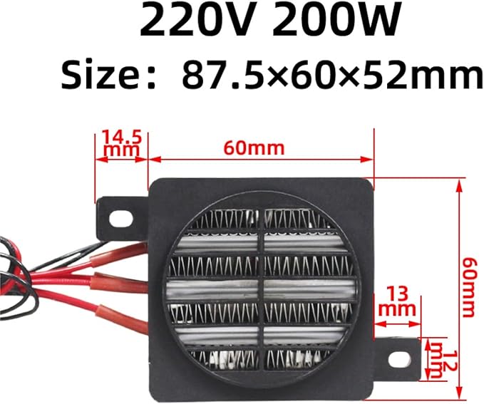 Calefactor Eléctrico Cerámico PTC 220V 100W-200W con Ventilador miniatura 6
