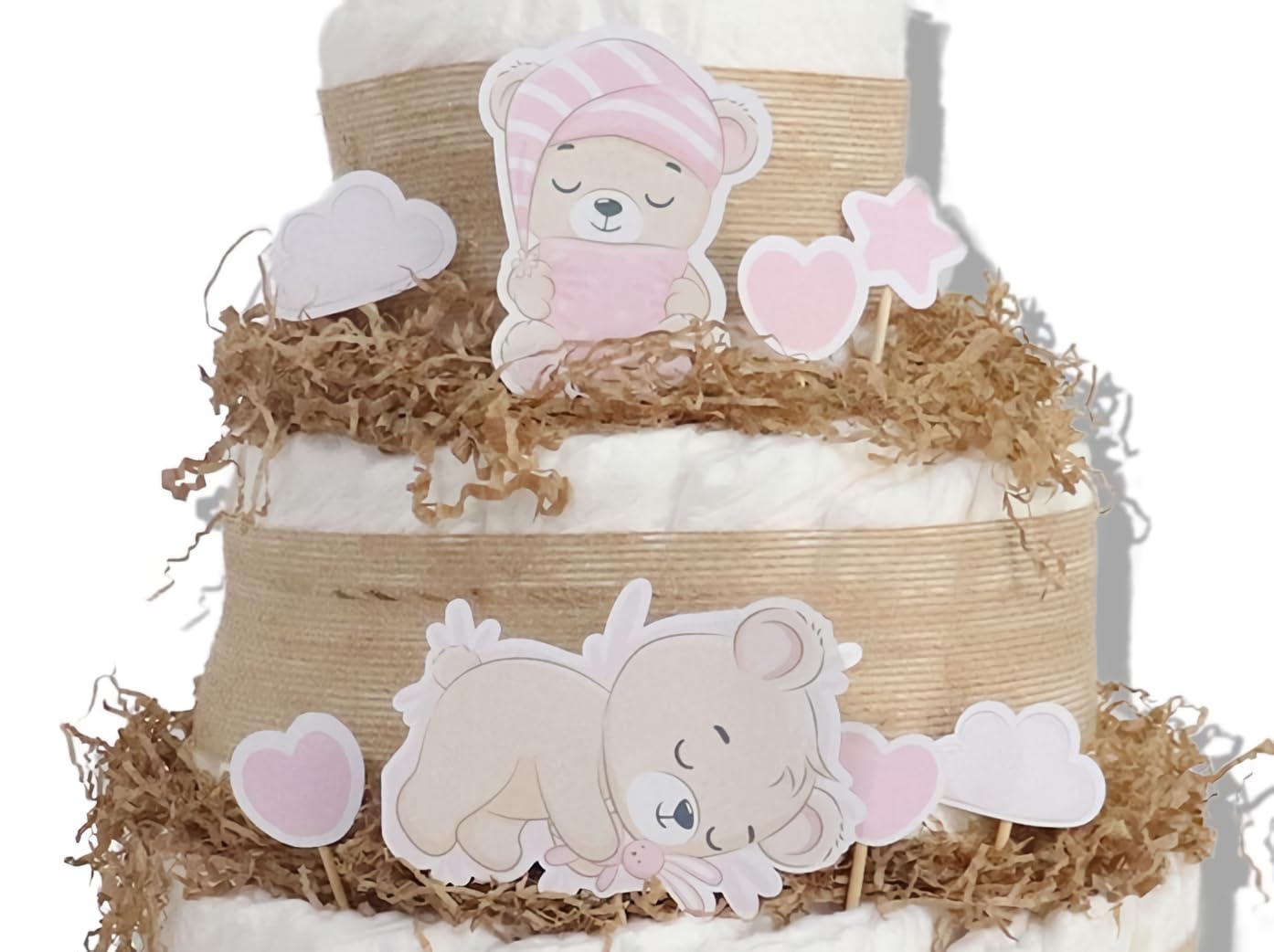 Tarta de pañales 4 pisos modelo OSITAS - Regalos para recién nacido - baby shower - TARTAS DE PAÑALES Y MÁS