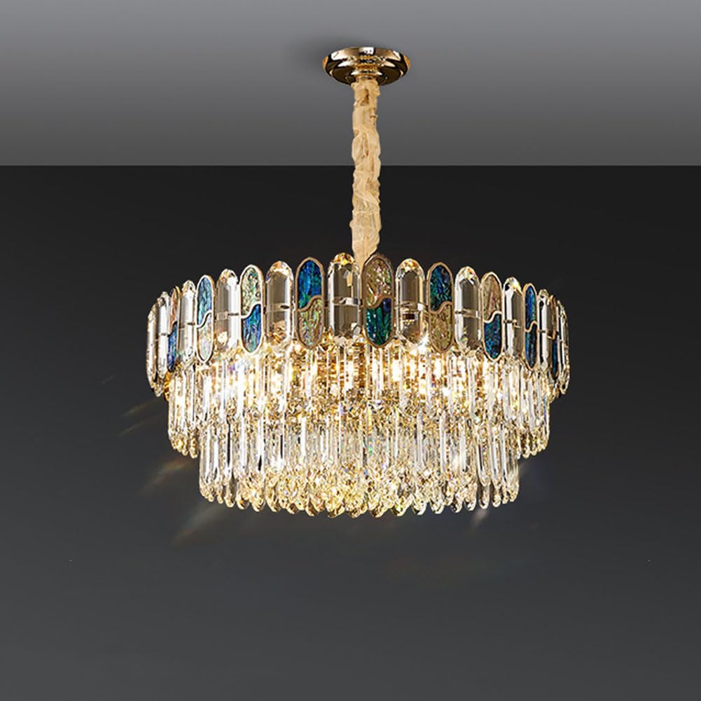 HXYSXHJUO E14 creative shell crystal chandelier, modern light luxury lamp, for living room dining study lighting,60cm