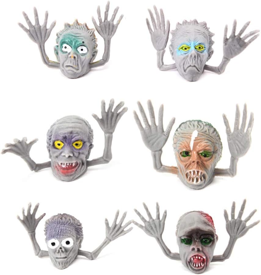 NUOBESTY Juguete Interactivo Halloween Zombie Finger Puppets para niños (Esqueletos Grises)
