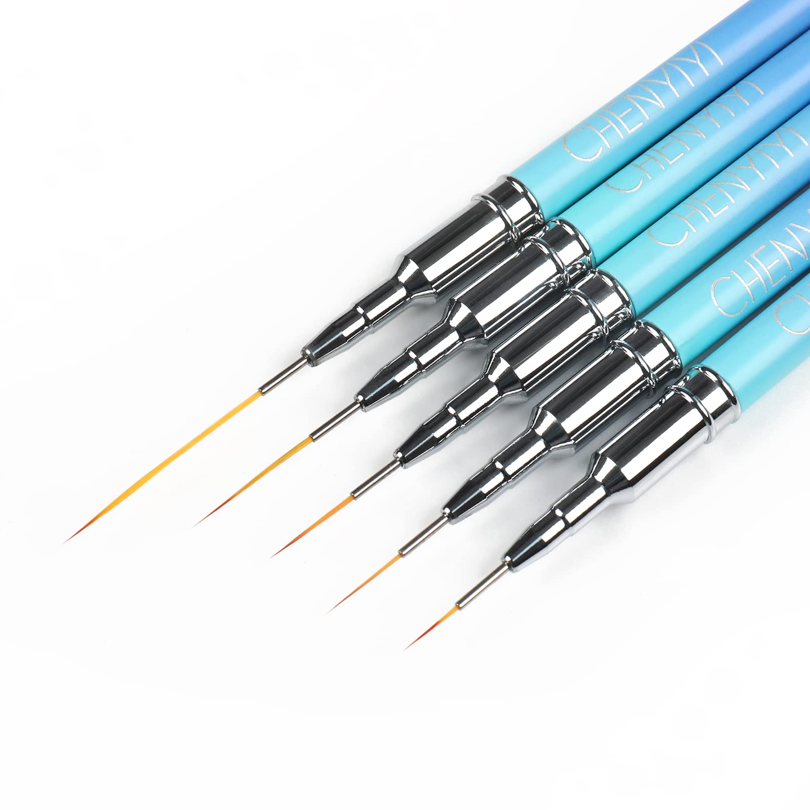 Lápiz de línea de uñas-CHENYIYI Cepillo Uñas 7/9/11/15/25mm Pinceles para Decoración de uñas Decorar Dibujando Patrones de Línea Pincel de Gel Semipermanente Acrílica Profesional Kit Manicura Set