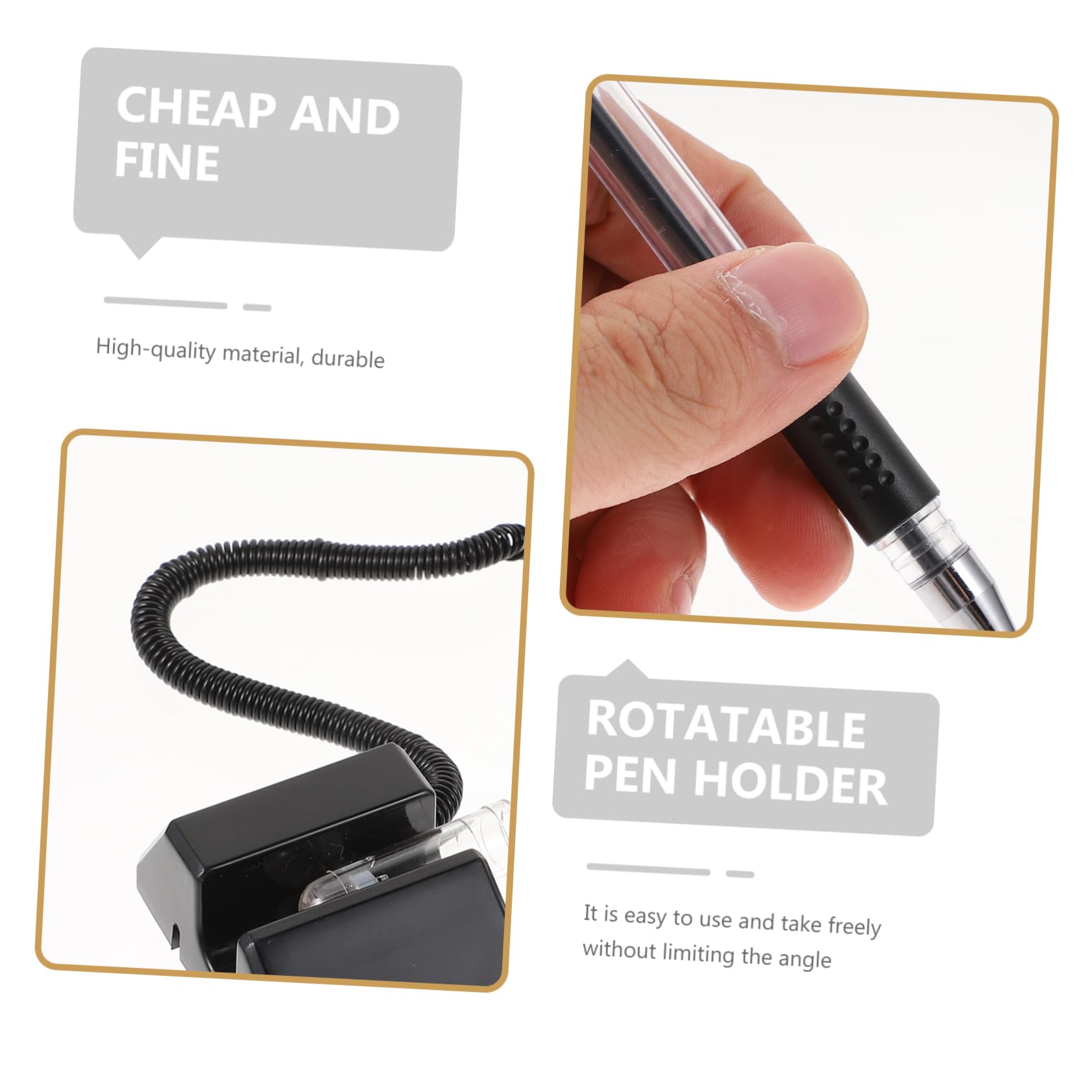 Ciieeo 10pièces Stylos De Bureau Autocollants Noirs De Stylos à Bille Avec Base De Support Écriture Fluide Et Pratique Pour Réception Et Bureau