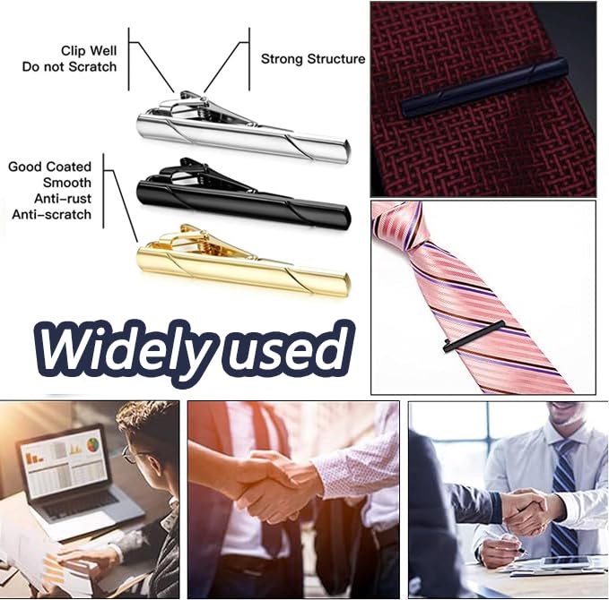 3 Pièces Pince Cravate Homme Pince A Cravate Homme Pince à Cravate Classiques Or Argent Noir Pour Affaires Travail Mariage Anniversaire Cadeau Vie Quotidienne