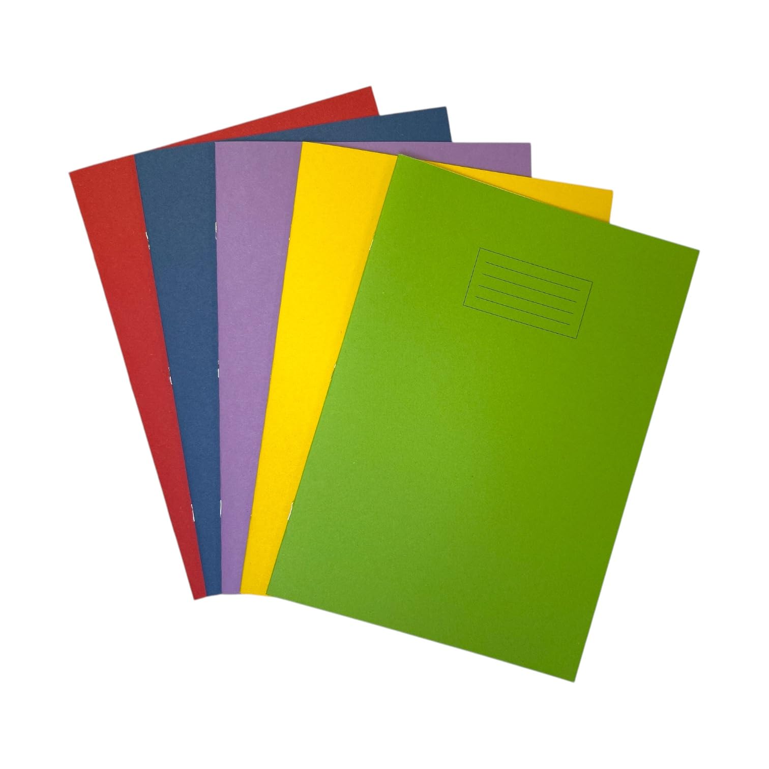 Janrax Pack of 10 A4+ Assorted 48 Page Feint Ruled and Margin Exercise Books WF Paper with 225gsm Manilla Cover 240x340mm Workbook โ image 1