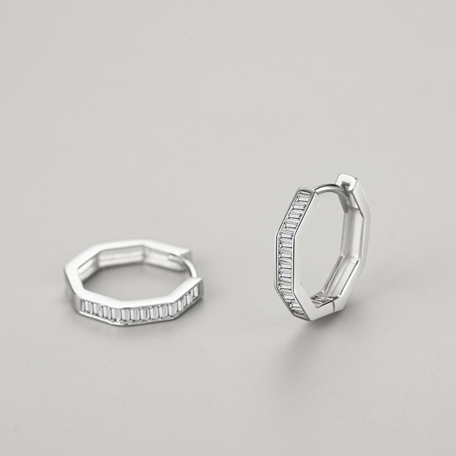 Wycian Orecchini da donna con pietra preziosa, moissanite, orecchini da donna geometrici, in oro bianco