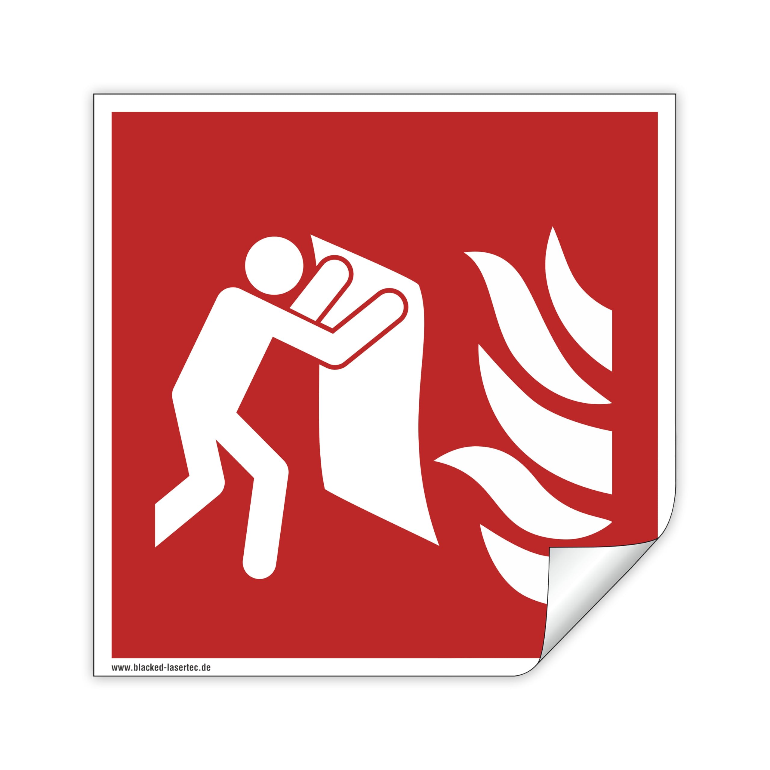 Schild Feuerlöschdecke F016 - ASR A1.3 - DIN EN ISO 7010 - Brandschutzzeichen für Innen und Aussen - PVC selbstklebend (50, 50x50mm)