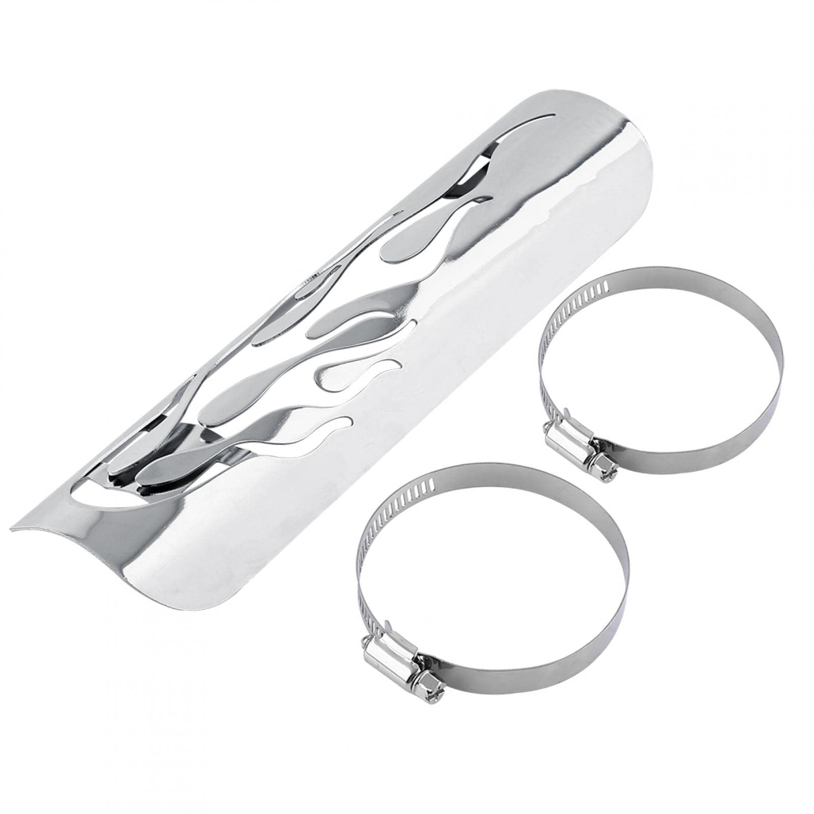 Scudo termico per moto, Scudo termico di scarico, Scudo termico per tubo di scarico della fiamma universale per moto Protezione della copertura del silenziatore(D'argento)