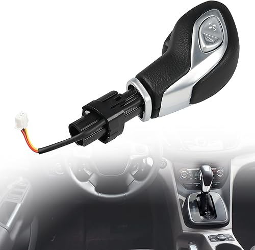 JDMON Pomo de palanca de cambios automática con botón compatible con Ford Escape Fusion 2013 2014 2015 2016 Transit 2015-2020 Selector de palanca de
