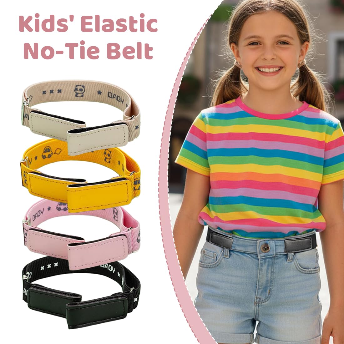 4 Stück Einstellbarer Kindergürtel,Elastischer Gürtel Kinder,für Jungen Mädchen Jeans Shorts Hosen Kleid