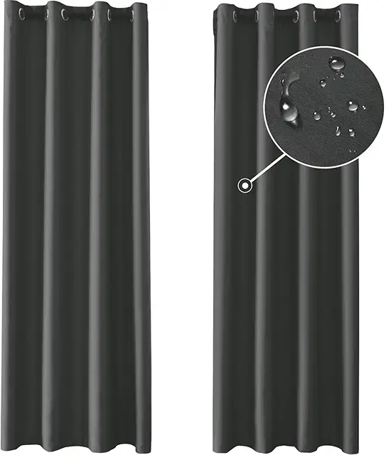 Ystyle 2er Set Thermovorhang Outdoor, Grau - Verdunkelungsvorhang Wetterfest