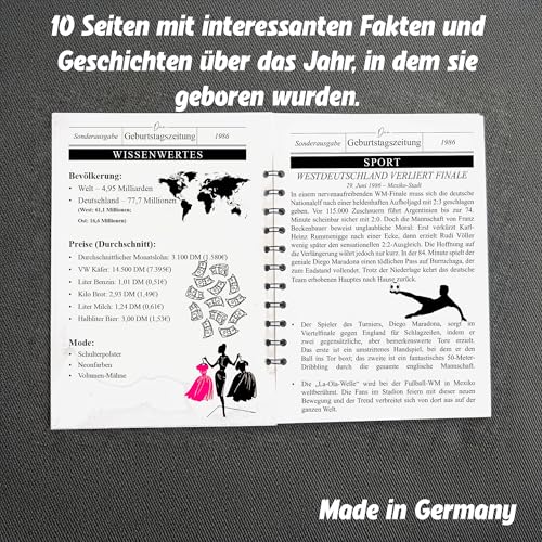 the lazy panda card company Das Jahr, das 1986 war - Karte Buch zum 40. Geburtstag mit Details zum Geburtsjahr Geburtstagskarte (1986)
