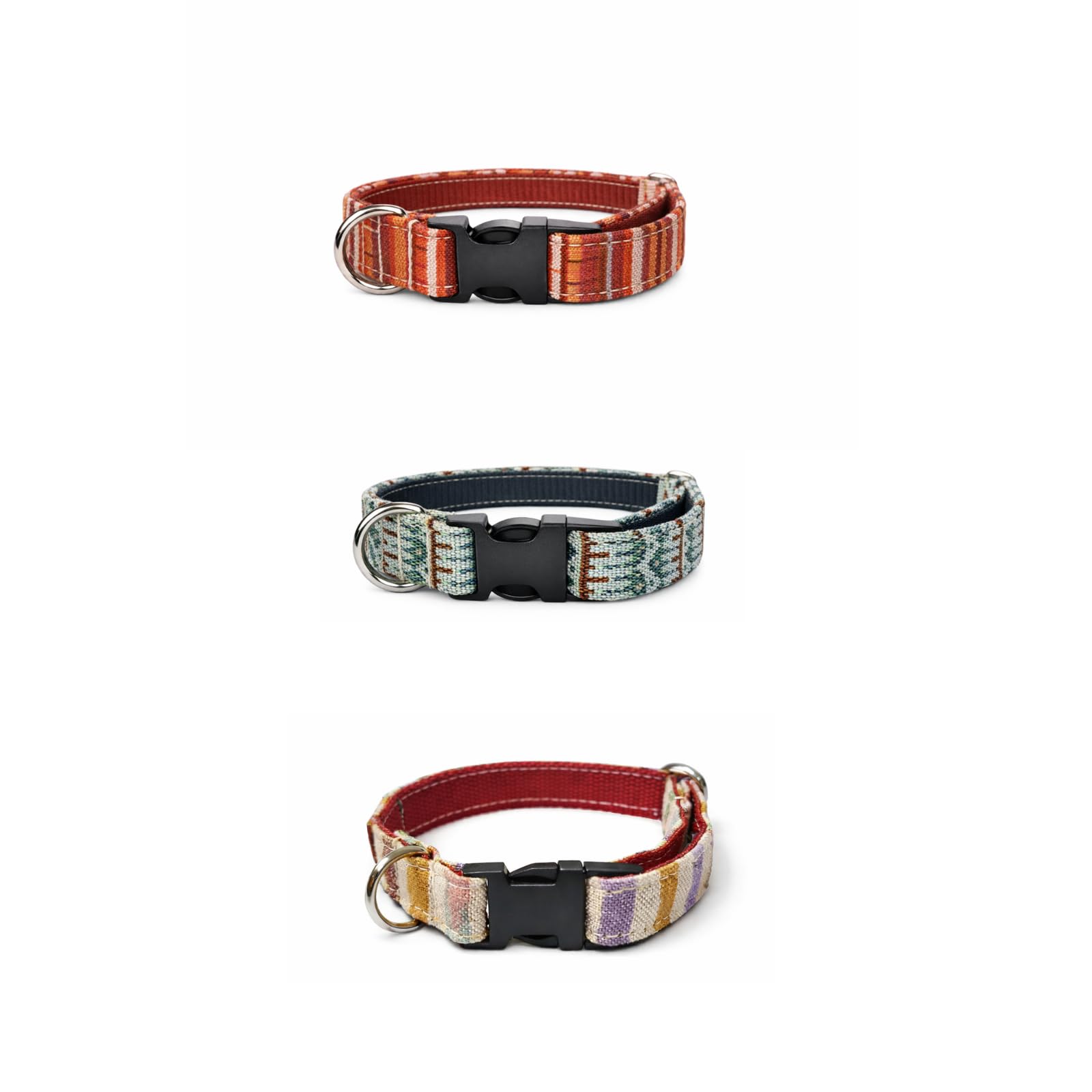 MOUZ Collar para Perro adiestramiento, Ajustable, de Tela Premium y Nailon, Muy Resistente, con Hebilla Segura y Anilla metálica D soldada. Dogs Collar. Hecho a Mano en España (Etnico, L)