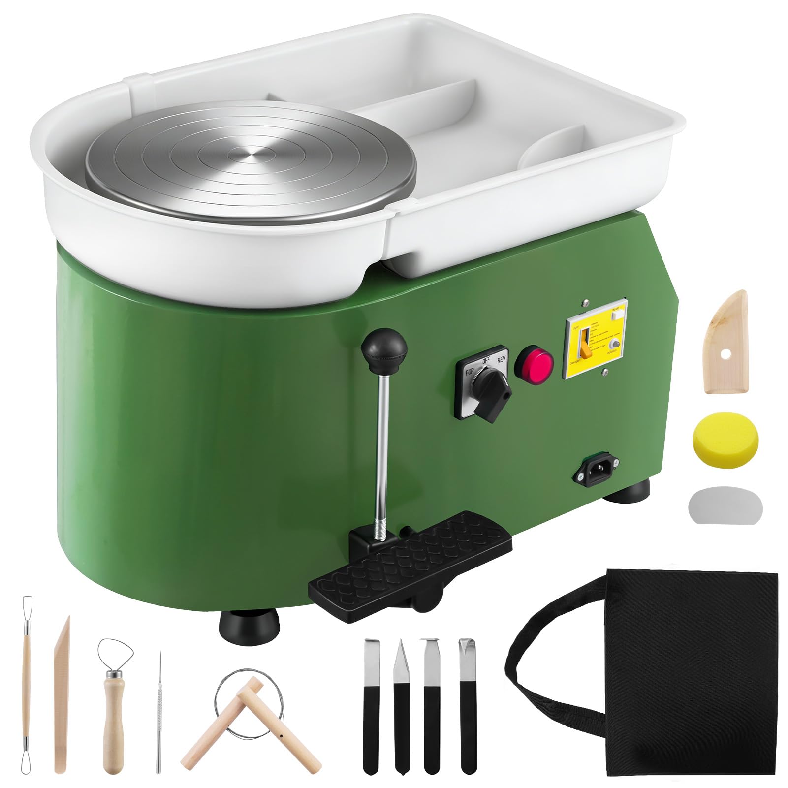 Pottery Wheels, Mini Pottery Wheel 2000RPM Adjustable Speed Electric Pottery Wheel 25cm Turntable with Removable ABS Basin, Foot Pedal Ceramic Pottery Making Tools Pottery Kit for Kids Adults
