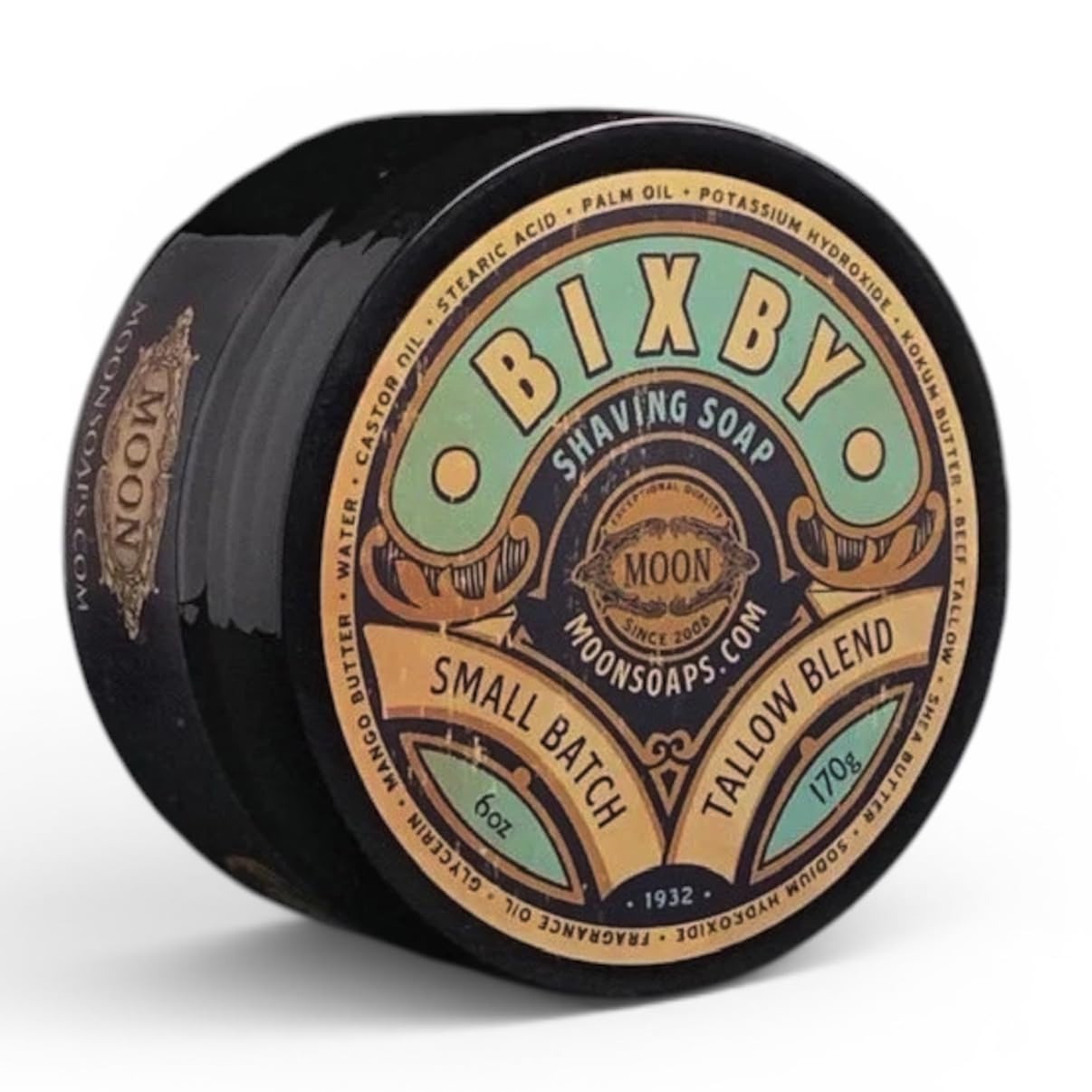 Bixby- Luxury Tallow Shaving Soap with Coastal Aquatic, Black Tea, Bergamot & Smoked Vanilla Scent, 6 oz