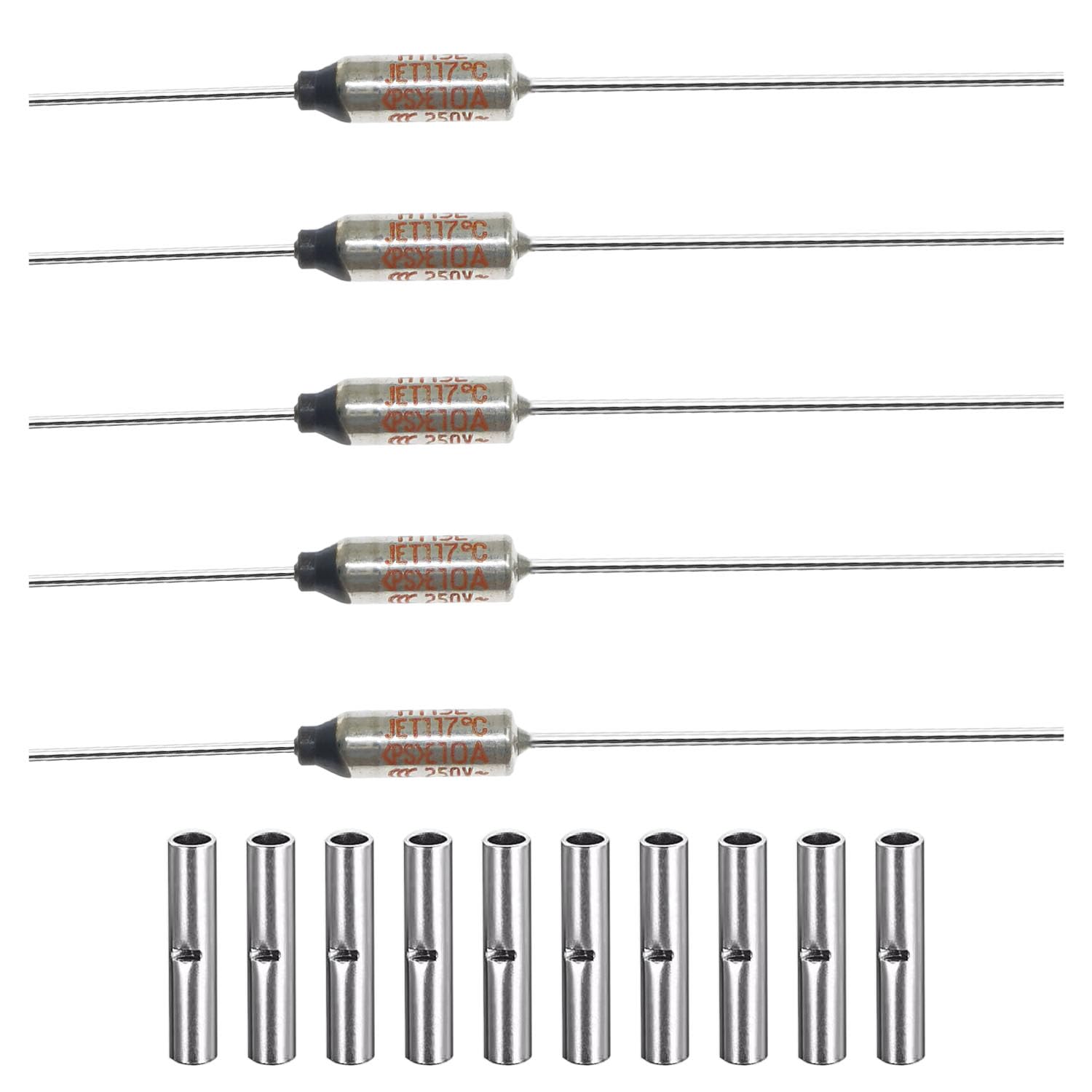 Yoiilnz(Pack of 5 pcs) H113E SEFUSE 10A 250V(Compatible with 110V, 125V) Thermal Fuses 117 Degrees Celsius Thermal Cutoffs 117 Degree
