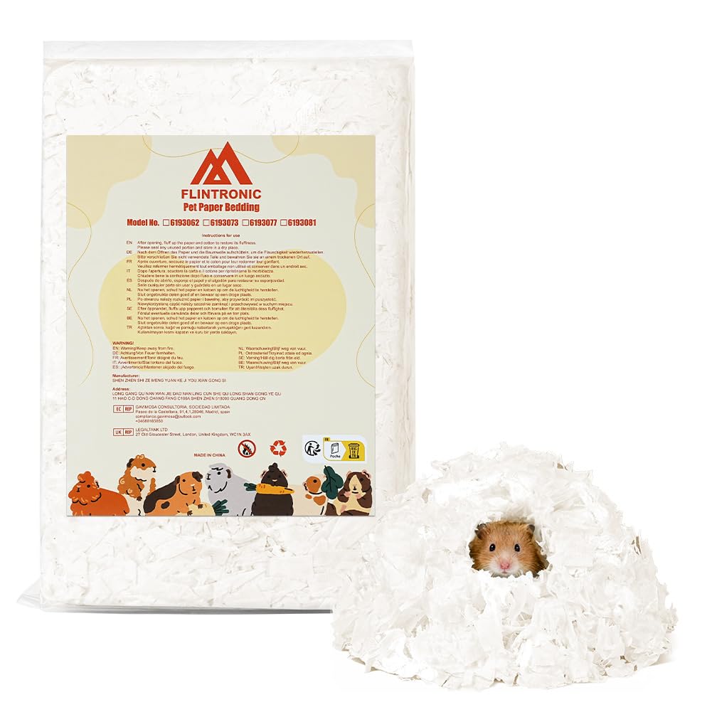 Flintronic 99% Dust-Free Paper Small Pet Bedding with Odor Control, 15L, Hamster Bedding, Small Animal Beddings, Paper Beddings for Rat, Syrian Dwarf, Rabbit, Hamster Hedgehog — image 1