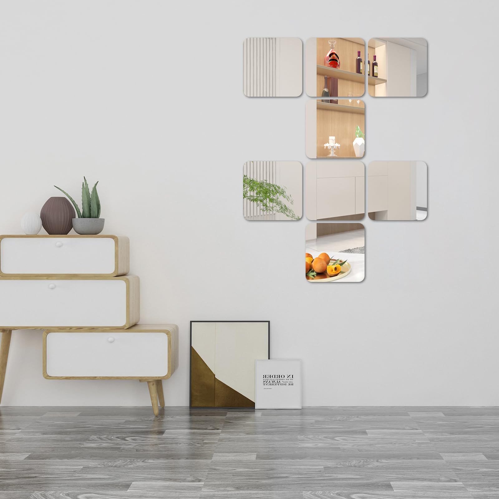 4 Pezzi Specchio Autoadesivo Adesivo Da Parete Specchi Acrilici Set Materiale Acrilico Morbido Bagno Decorazione Della Stanza Di Casa Specchio Per Tutto Il Corpo  15