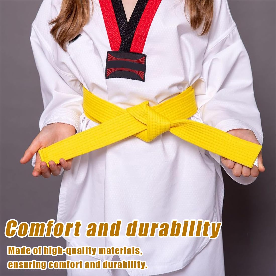 Cinturón de judo y karate de 280 cm, para deportes, artes marciales, cinturones profesionales de taekwondo, cinturón de Aikido, cinturón de tela gruesa para adultos(amarillo)