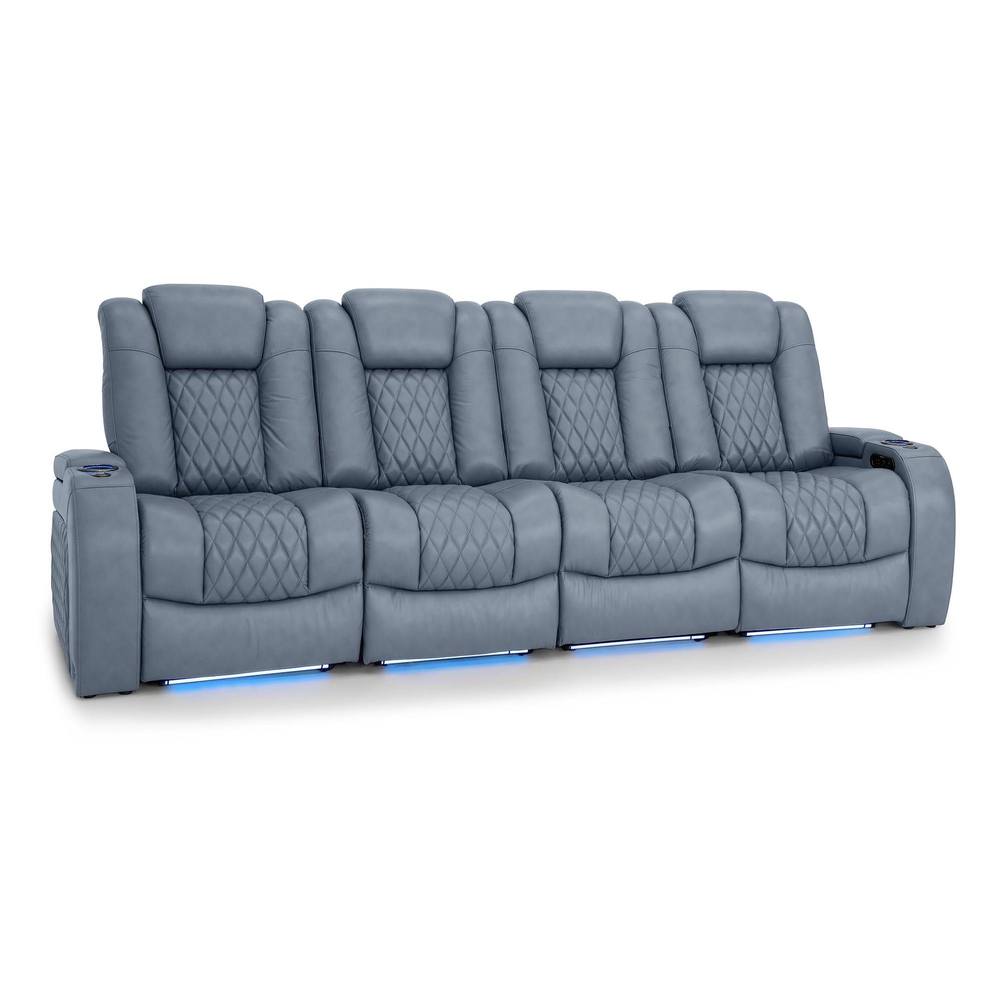 Seatcraft Diamante Home Theater Seating Smokey Blue Row of 4 Sofa