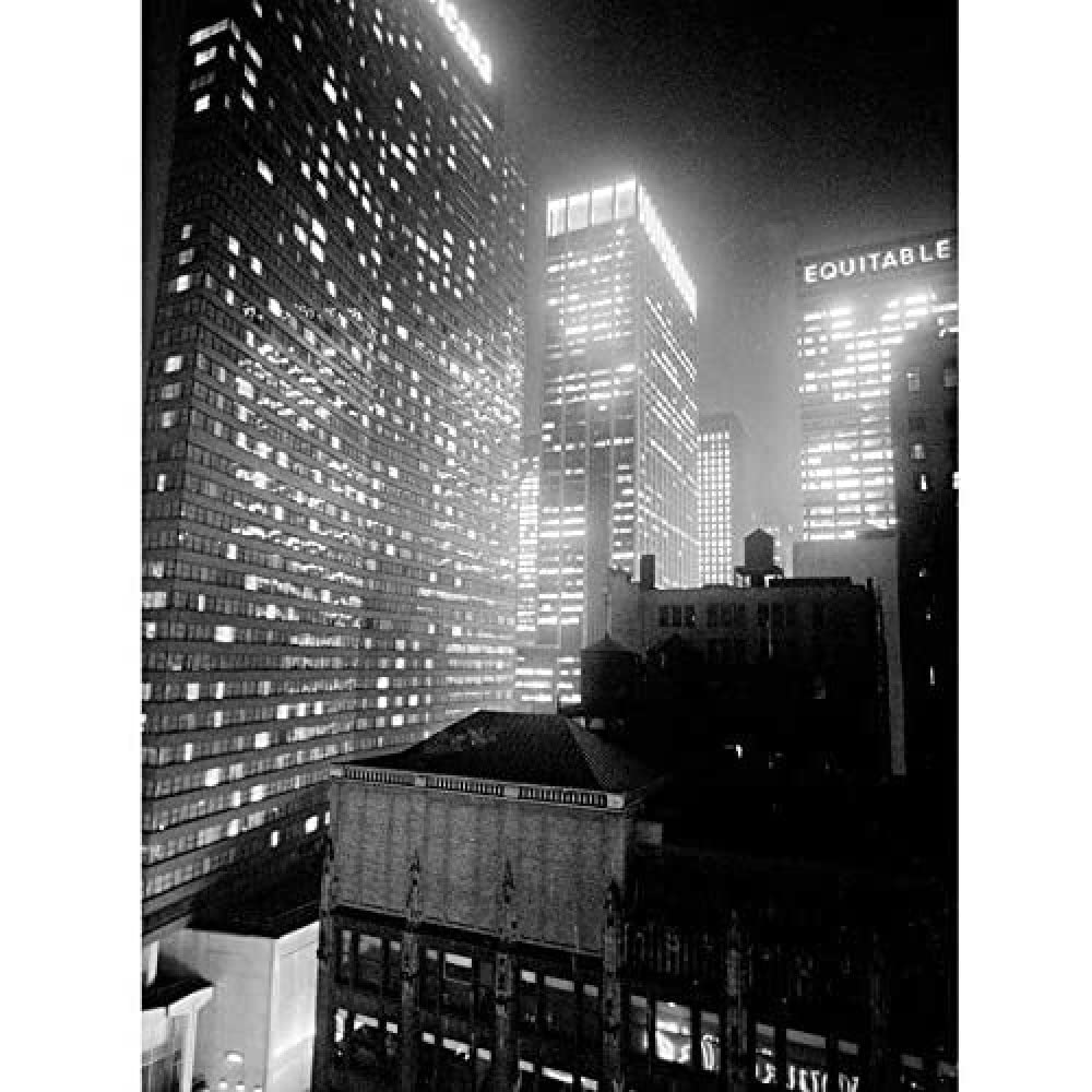 Artery8 New York At Night Skyscrapers Vintage Photo Art Print Canvas Premium Wall Decor Poster Mural