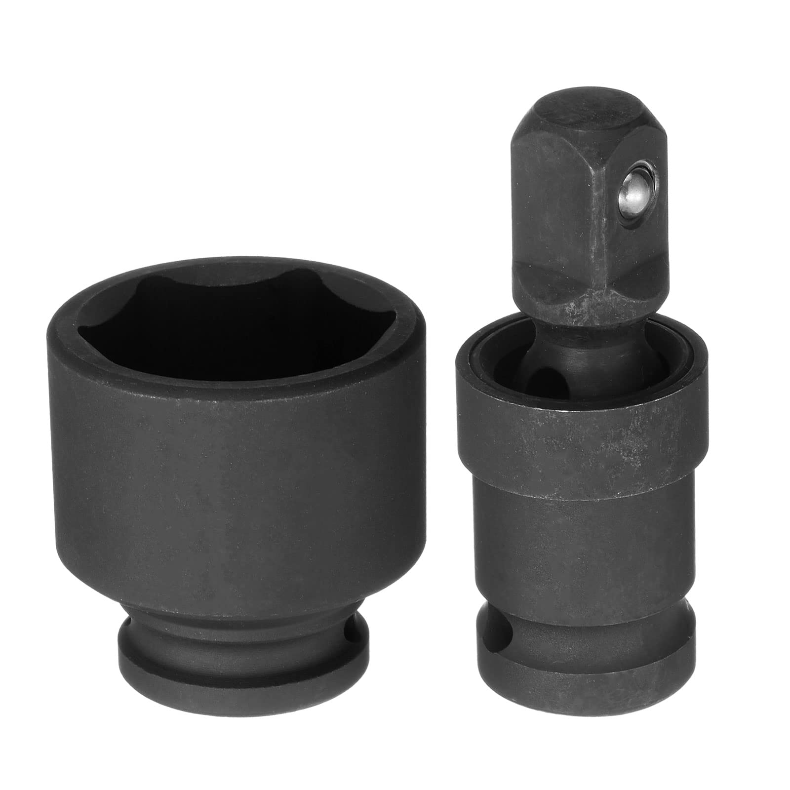 sourcing map36mm Impact Shallow Socket 1/2" Drive CR-MO Steel with 360 Degrees Universal Joint Swivel Socket Adapter