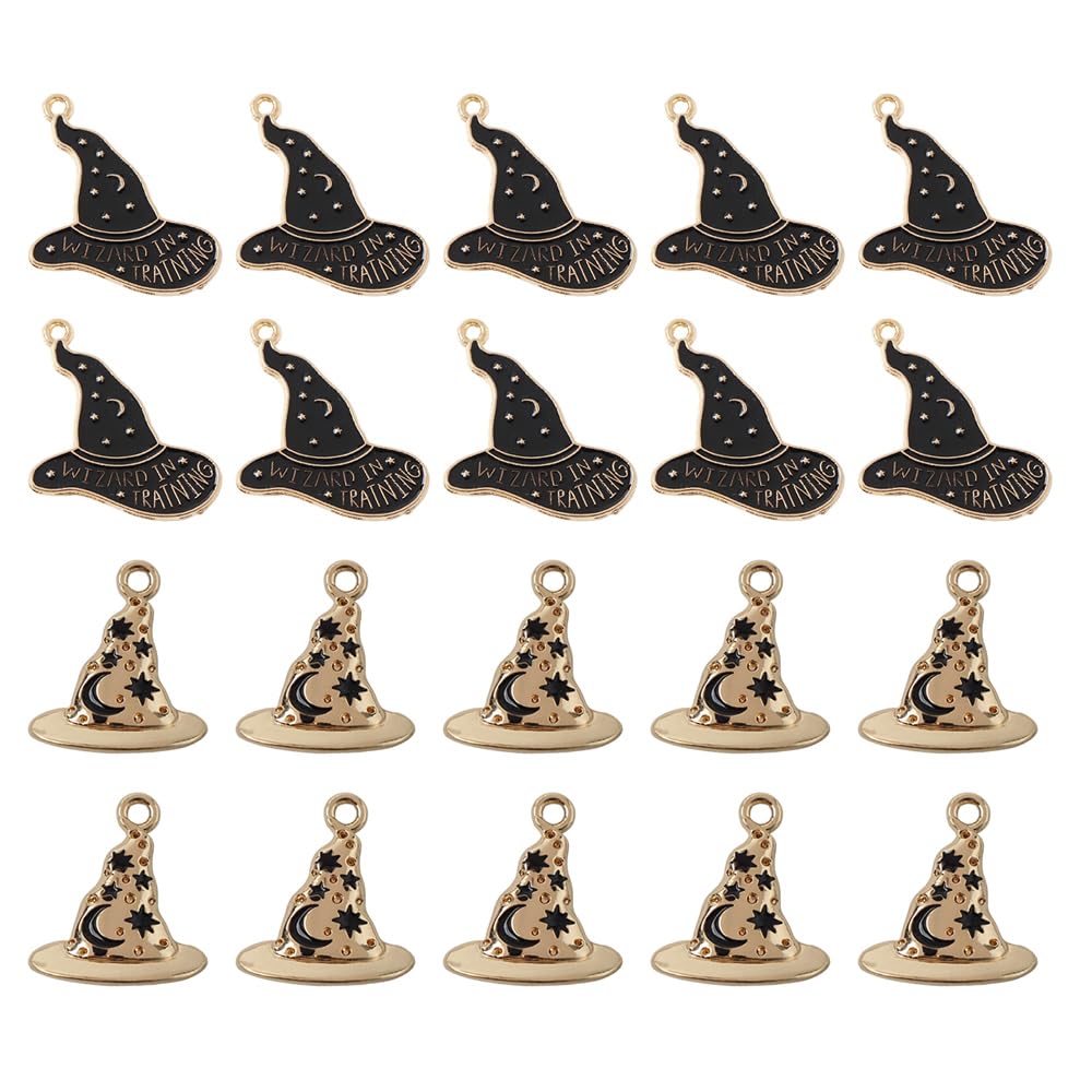 Ximimark 20pcs Enchanting Witch Hat Pendants - Alloy Enamel Charms for DIY Jewelry Making, Unique Accessories for Necklace, Bracelet, Earring,