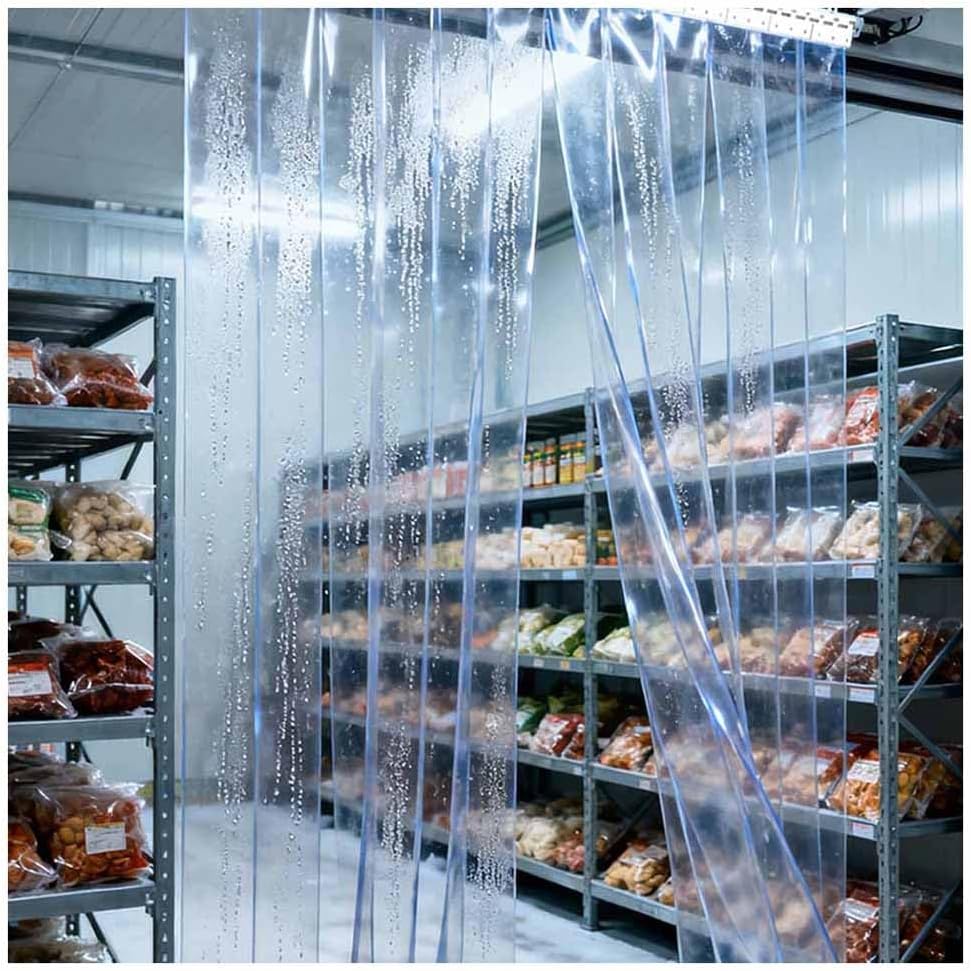 Heavy-Duty PVC Strip Curtain for Walk-in Cooler & Freezer, Clear Vinyl Door Screen for Warehouse, Cold Room, Butcher Shop, Industrial Use, Overlap Design (150x280cm)