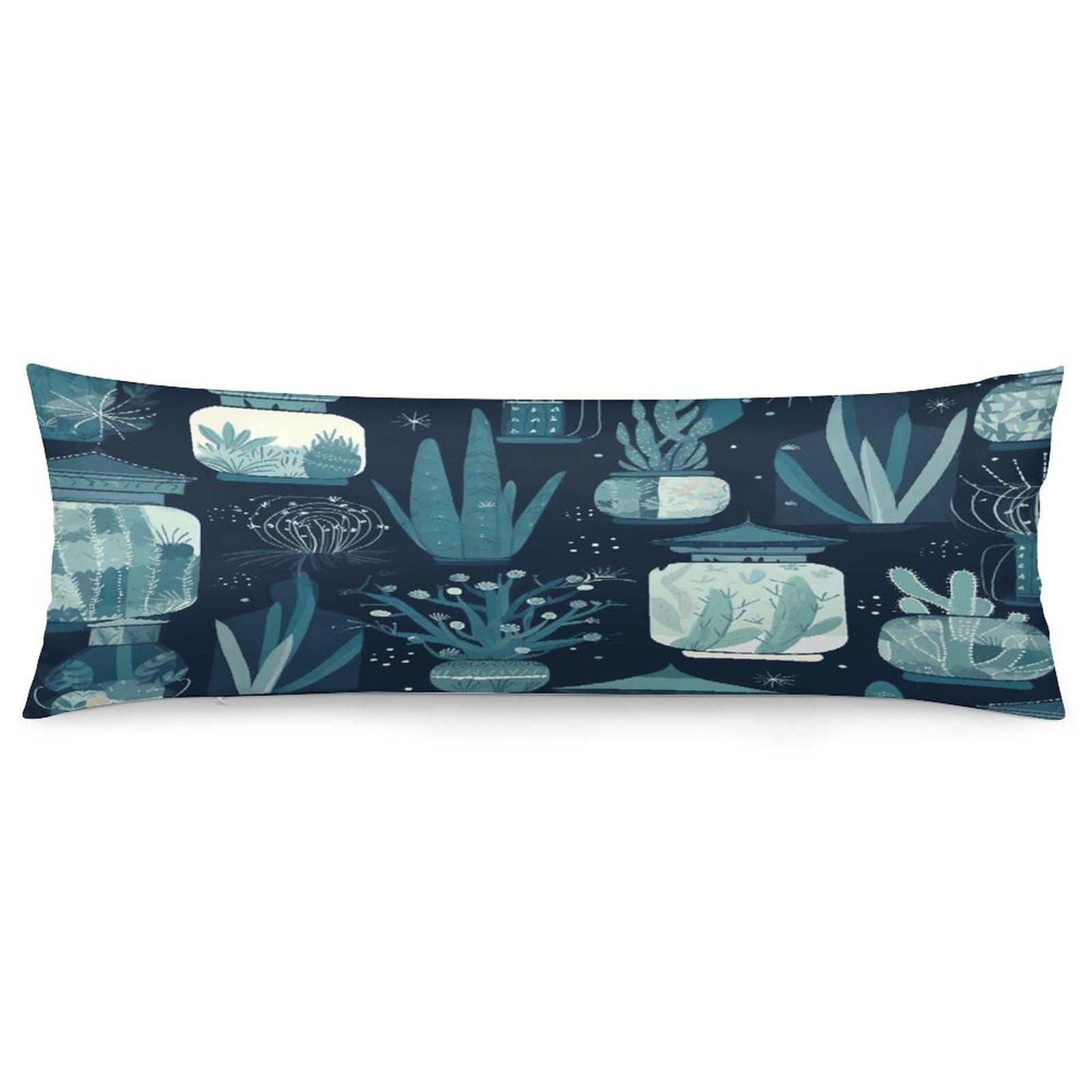 Succulent Plants and Cactus Body Pillowcase Soft Breathable Full Long Pillow Cover 20x54 Inches Polyester Pillow Case with Hidden Zipper Closure for Bedroom Home Decorations