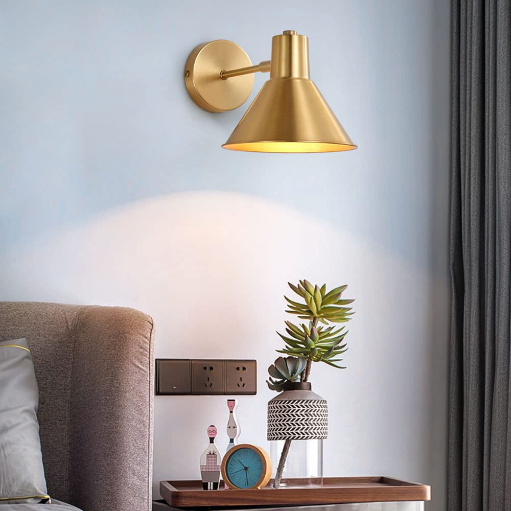Mosiężna lampa ścienna do sypialni oświetlenie wewnętrzne lampka do czytania nowoczesna miedziana oprawa ścienna E27 zagłówek lampy do salonu, sypialni, gabinetu, przedpokoju