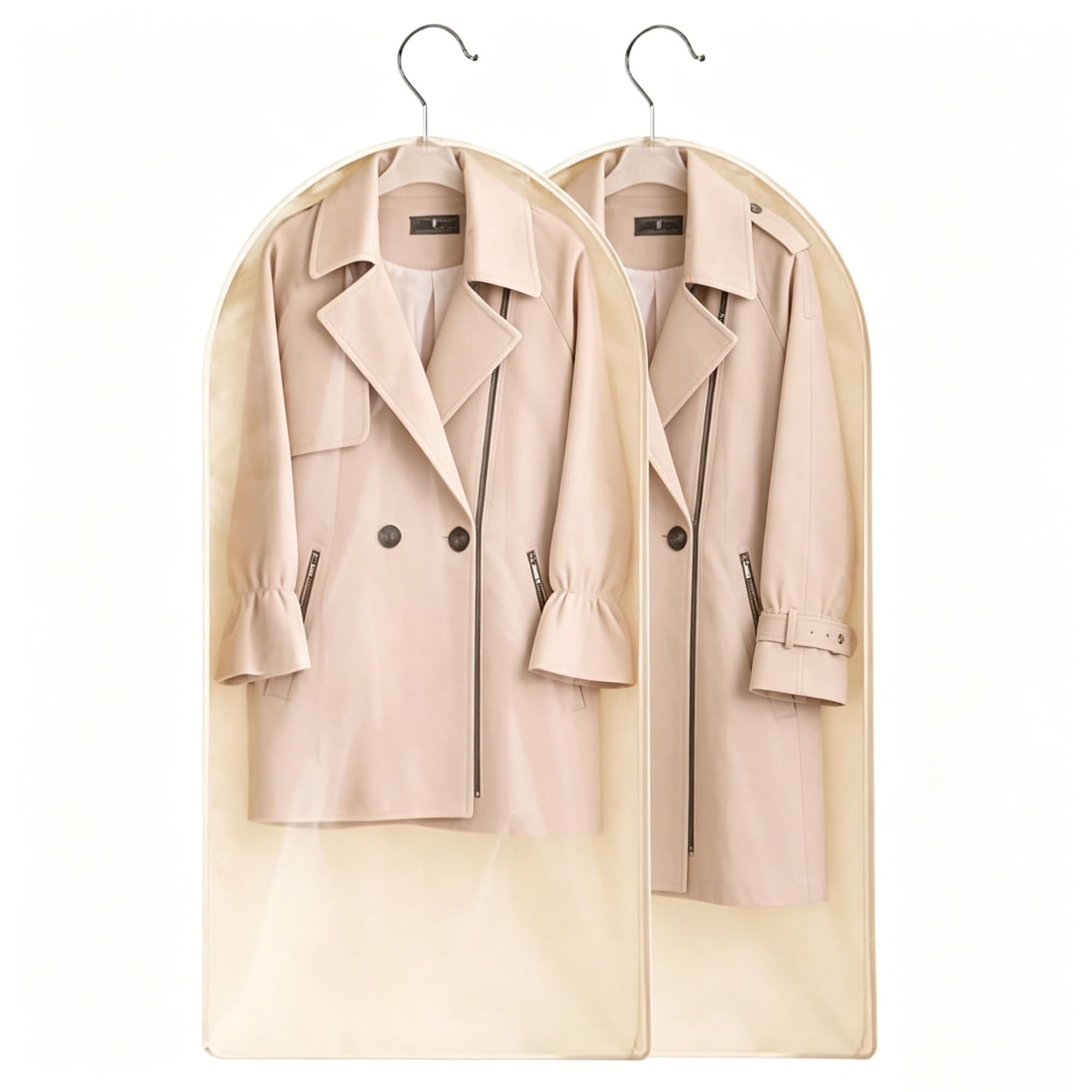 2 Pack Garment Bags for Hanging Clothes, Organza Garment Covers with Side Zipper, Suitable for Coats and Wardrobe Storage(60 * 130cm/24 * 51in)