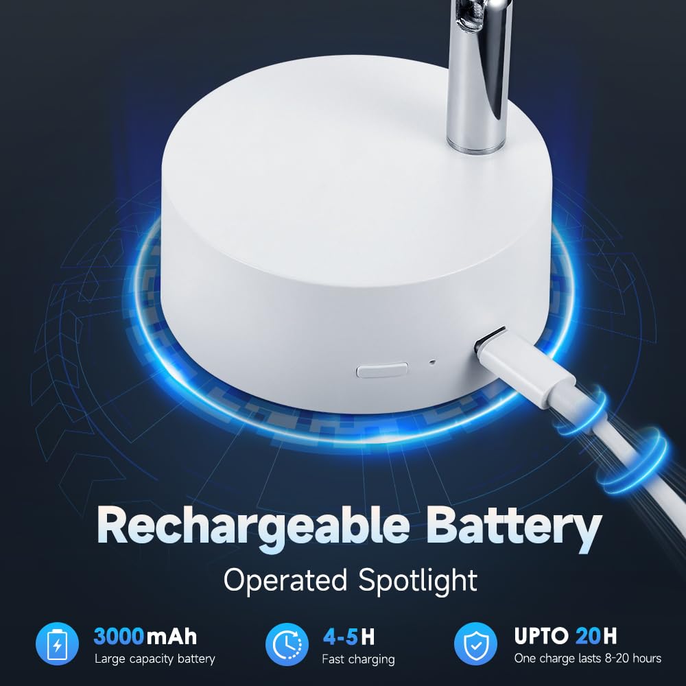 KNYELYNS Wireless Spotlight Indoor, Rechargeable Battery Operated Spotlight with Remote,Dimmable Indoor Lamp for Art,Wall Painting,Plant