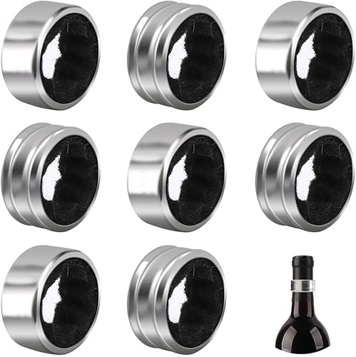 Miniatura 6 de Sunnyac Collares de acero inoxidable para botella de vino, anillos de goteo de vino con clase, tapón de gota de vino simple y duradero con fieltro