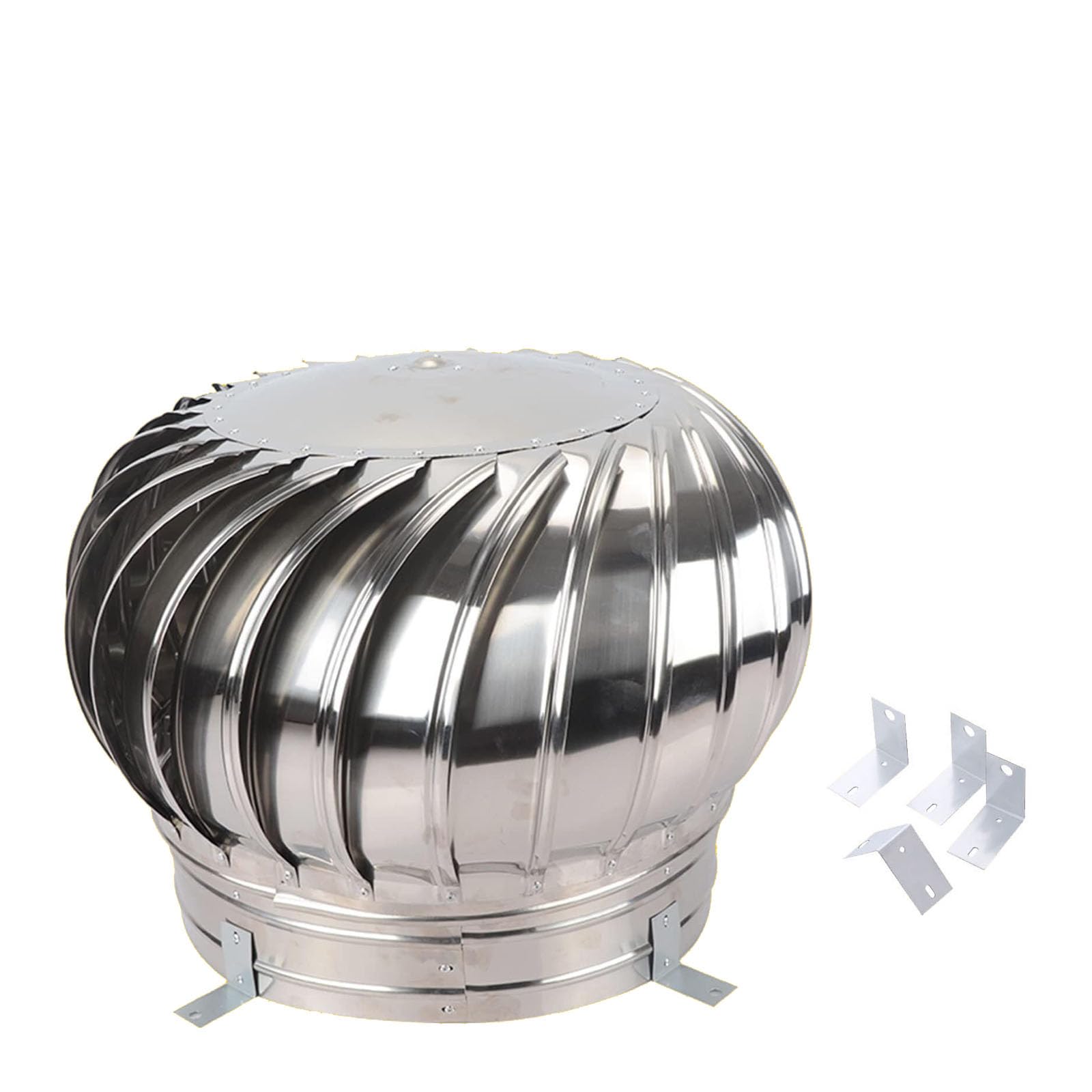 PFXNGMS Rotating Chimney Caps，304 Stainless Steel Spinning Turbine Ventilator Chimney Cowl，Chimney Flue Roof Top Vent Cap，Chimney Cover for Outside Vent(45 cm(17.72 in))