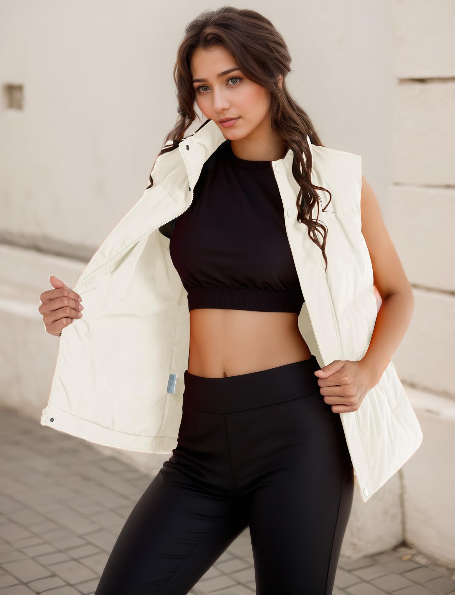 FEOYA Donna Gilet Corto a Sbuffo Gilet Trapuntato Gilet Senza Maniche Giacca Invernale Gilet Invernale Caldo con Tasche