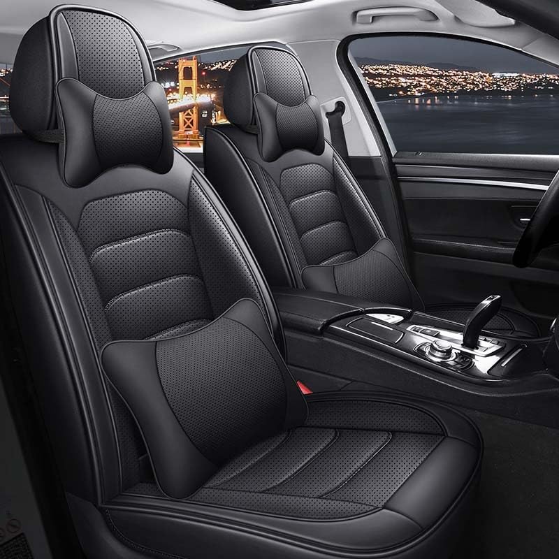 Housse de siège de voiture en cuir PU noir ensemble complet pour VW Beetle Jetta